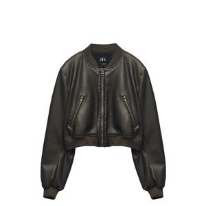 NEW Zara Faux Leather Bomber in Medium